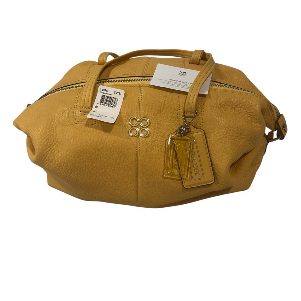 Coach Julia Satchel leather handbag purse sunflower yellow new w/ flaw vintage - Picture 3 of 17